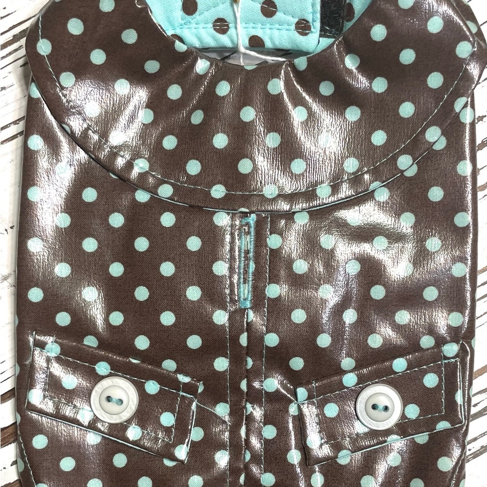Brown with Blue Polka Dot Dog Rain Jacket
Small